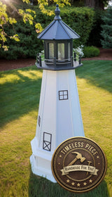 Lighthouse Decor Yard Garden Decoration Outdoor Landscape Cape Cod Solar Amish Made Landmark Replica Outdoor Lighthouse Backyard Ornament