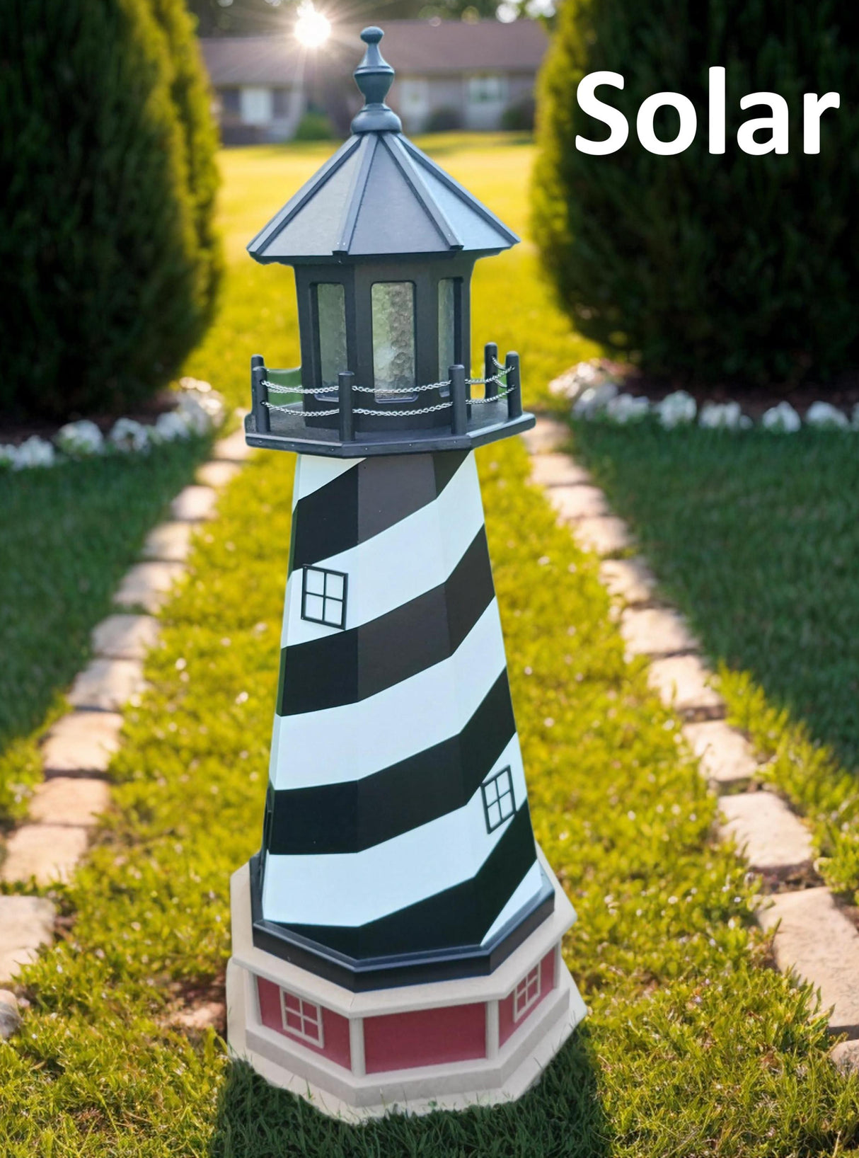 Solar lighthouse, Amish handmade, solar powered, lawn decorations, lawn ornaments, backyard decor, landmark replica