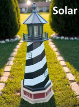 Load image into Gallery viewer, Solar lighthouse, Amish handmade, solar powered, lawn decorations, lawn ornaments, backyard decor, landmark replica
