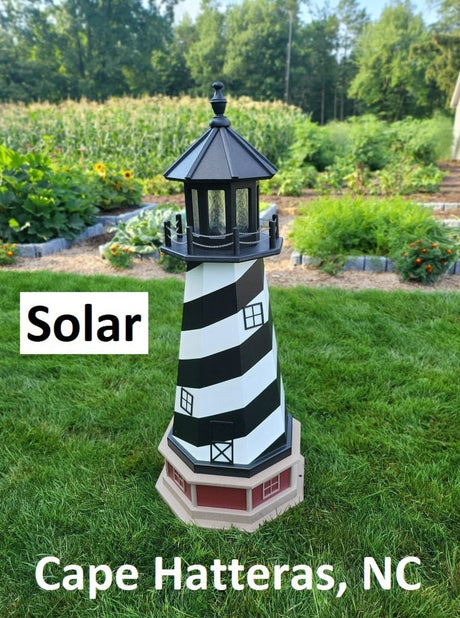 Cape Hatteras Solar Lighthouse - Amish Made - Landmark Replica - Lawn Ornament