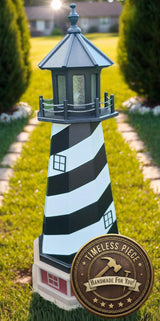 Lighthouse Decor Yard Garden Decoration Outdoor Landscape Cape Hatteras Solar Amish Made Landmark Replica Outdoor Lighthouse