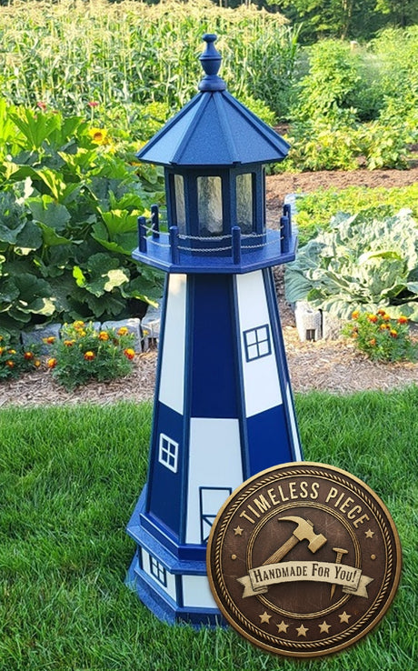 Cape Henry Solar Lighthouse - Amish Handmade - Landmark Replica - Lawn Lighthouse