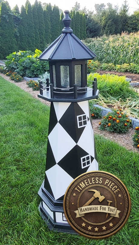 Cape Lookout Lighthouse - Solar - Amish Made - Landmark Replica - Backyard Decor