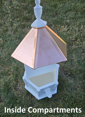 2 Hole Bird House With Copper Roof Amish Handmade, Nesting Compartments, Weather Resistant Birdhouses, Bird Lovers, Poly