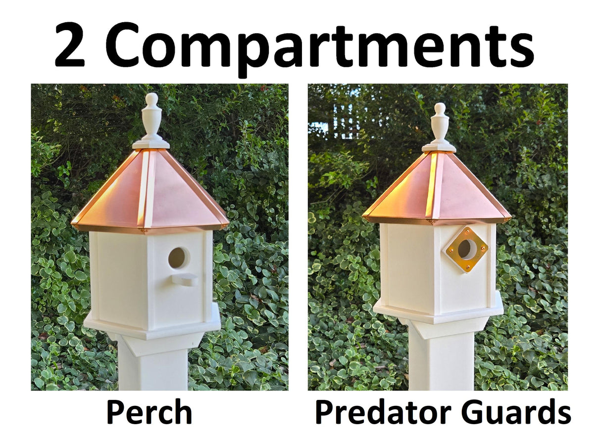 3 Hole Bird House With Copper Roof Amish Handmade, Nesting Compartments, Weather Resistant Birdhouses, Bird Lovers, Poly