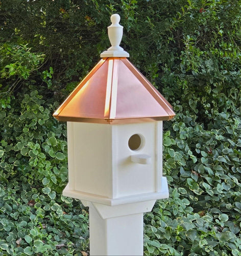 Copper roof birdhouse, weather-resistant, 8 nesting compartments. poly, bird lovers, bird sanctuary, perch