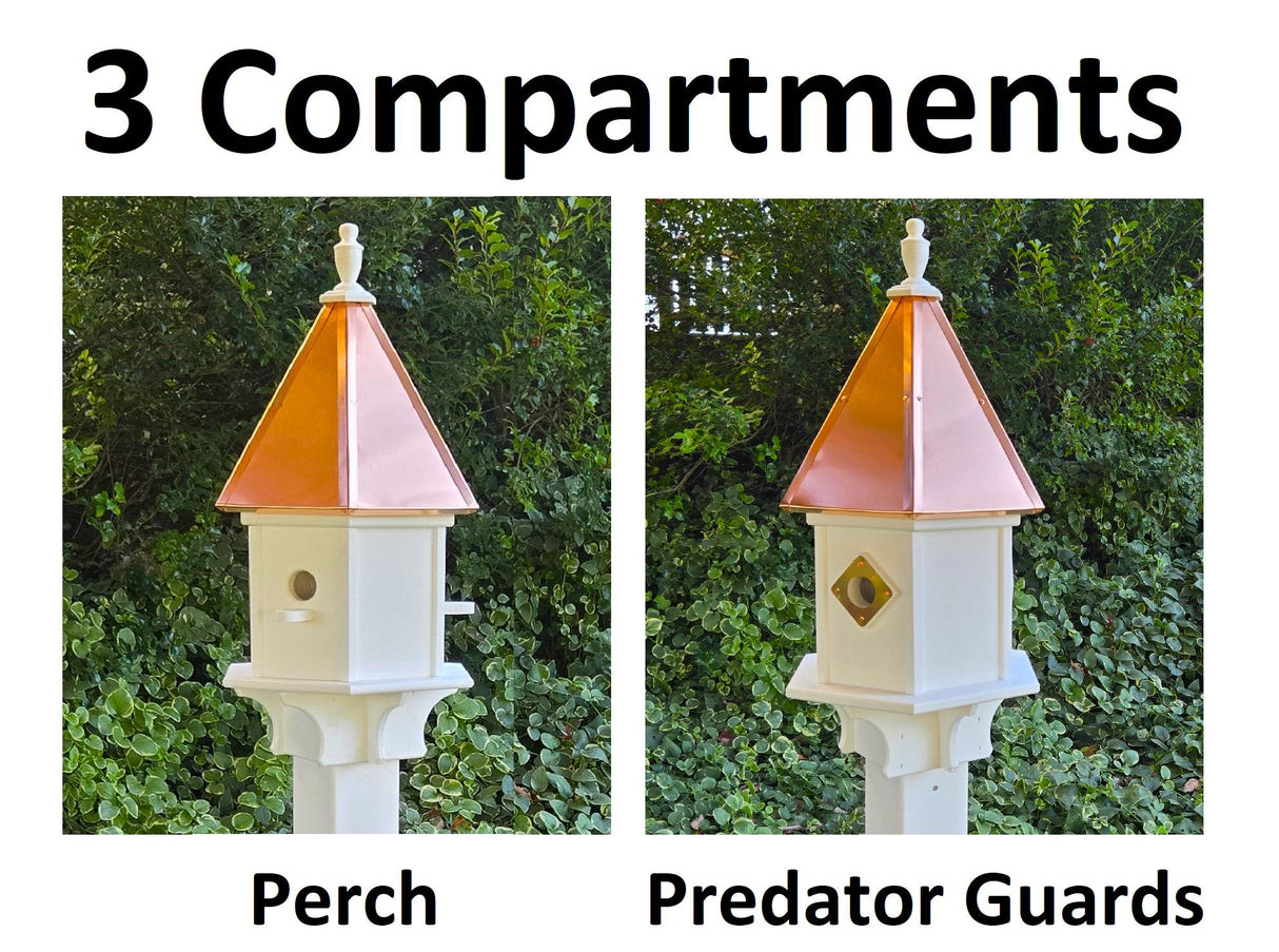 Birdhouse Copper Roof Handmade Large With 8 Nesting Compartments Weather Resistant Birdhouses, Predator Guards, Poly, Bird Lovers