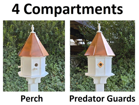 3 Hole Bird House With Copper Roof Amish Handmade, Nesting Compartments, Weather Resistant Birdhouses, Bird Lovers, Poly