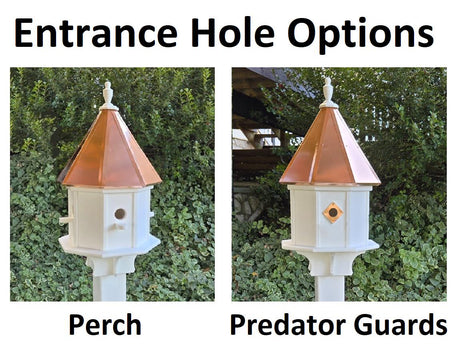 4 Hole Birdhouse With Copper Roof Amish Handmade, Nesting, Weather Resistant Birdhouses, Bird Lovers, Poly