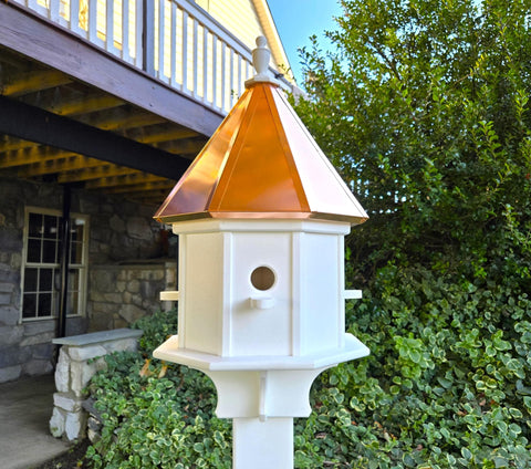 4 Hole Birdhouse With Copper Roof Amish Handmade, Nesting, Weather Resistant Birdhouses, Bird Lovers, Poly