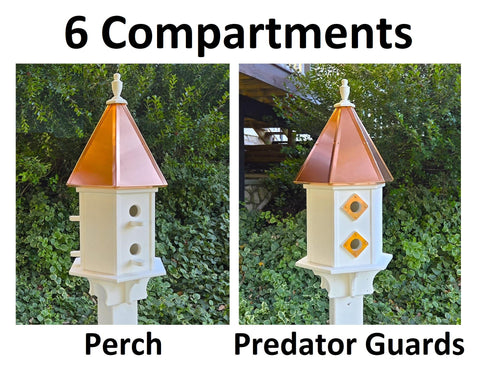 3 Hole Bird House With Copper Roof Amish Handmade, Nesting Compartments, Weather Resistant Birdhouses, Bird Lovers, Poly