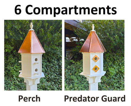 4 Hole Birdhouse With Copper Roof Amish Handmade, Nesting, Weather Resistant Birdhouses, Bird Lovers, Poly