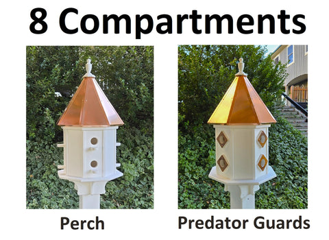 3 Hole Bird House With Copper Roof Amish Handmade, Nesting Compartments, Weather Resistant Birdhouses, Bird Lovers, Poly