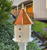 Copper roof birdhouse, weather-resistant, 8 nesting compartments. poly, bird lovers, bird sanctuary, perch