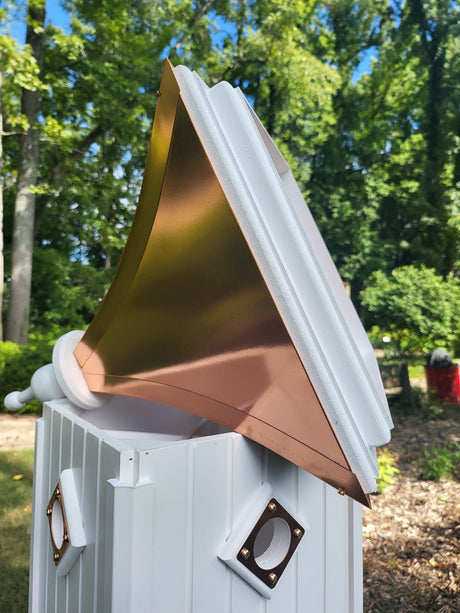 Copper Roof Bird House Handmade, Large With 8 Nesting Compartments, Weather Resistant Birdhouse