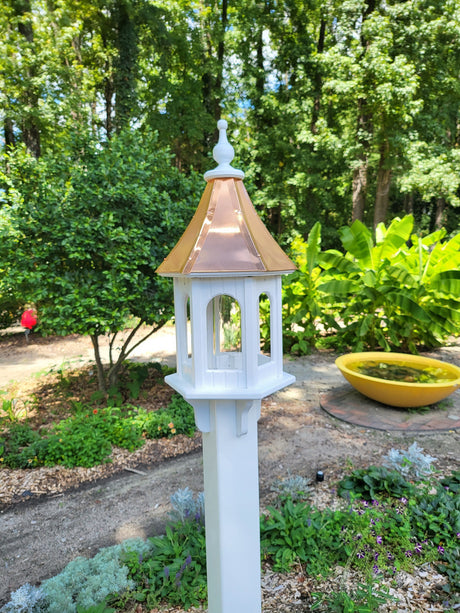 Patina Copper Roof Bird Feeder Handmade Large Vinyl PVC Gazebo Bird Feeder Weather Resistant