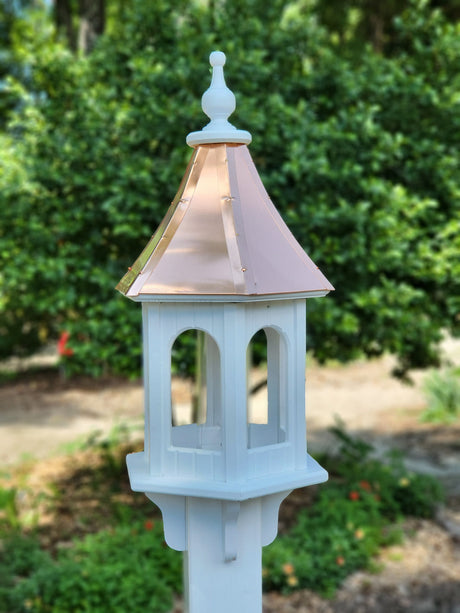 Patina Copper Roof Bird Feeder Handmade Large Vinyl PVC Gazebo Bird Feeder Weather Resistant