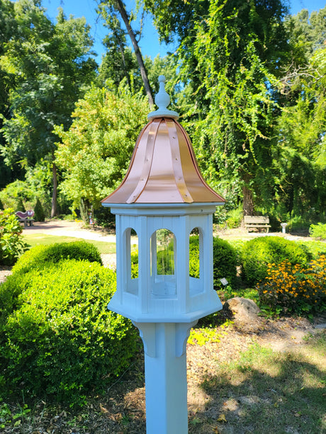 Copper Roof Bird Feeder Large, 8 Sided Octagon, Premium Feeding Tube, Roof Options