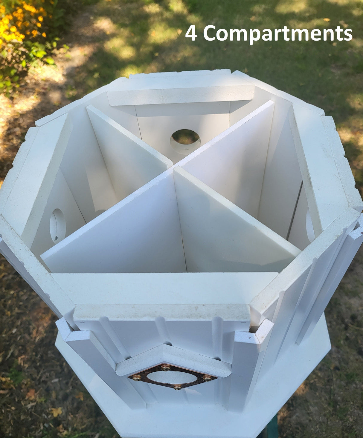 Bell Copper Roof Bird House With Curly Copper Design, 4 Nesting Compartments, Extra Large Weather Resistant Birdhouse