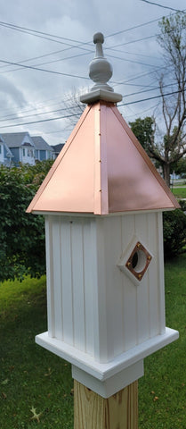 Bird House Copper Roof Handmade With 1 Nesting Compartment, Metal Predator Guards, Weather Resistant, Post Not Included, Birdhouse Outdoor