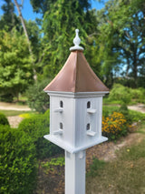 Large Copper Roof Bird House, Amish Handmade, 8 Nesting Compartments, Weather Resistant Birdhouse, Bird Lovers