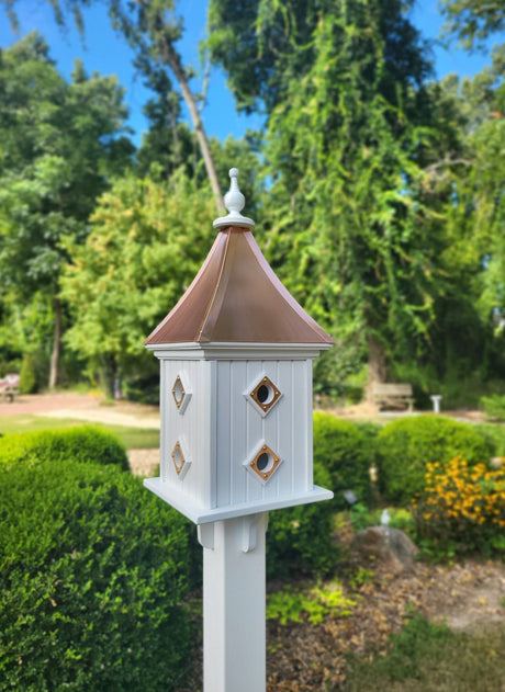 Large Copper Roof Bird House, Amish Handmade, 8 Nesting Compartments, Weather Resistant Birdhouse, Bird Lovers