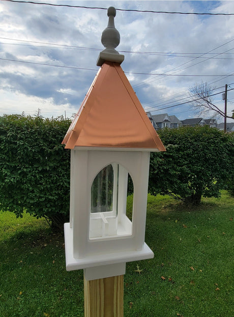 Copper Roof Blue Bird Bird Feeder Handmade Vinyl PVC Bird Feeder