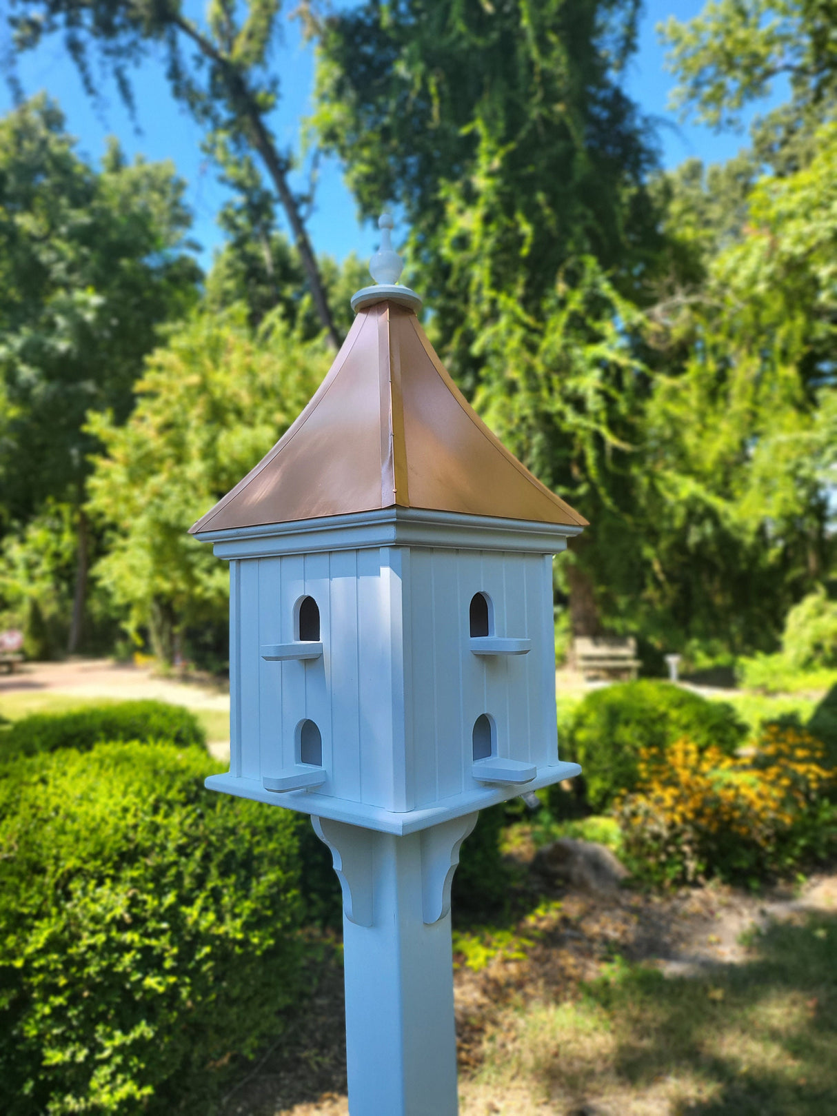 Copper Roof Bird House Handmade, Extra Large With 8 Nesting Compartments, Weather Resistant Birdhouses Outdoor
