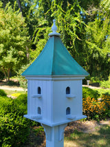 Copper Roof Bird House Handmade, Extra Large With 8 Nesting Compartments, Weather Resistant Birdhouses Outdoor