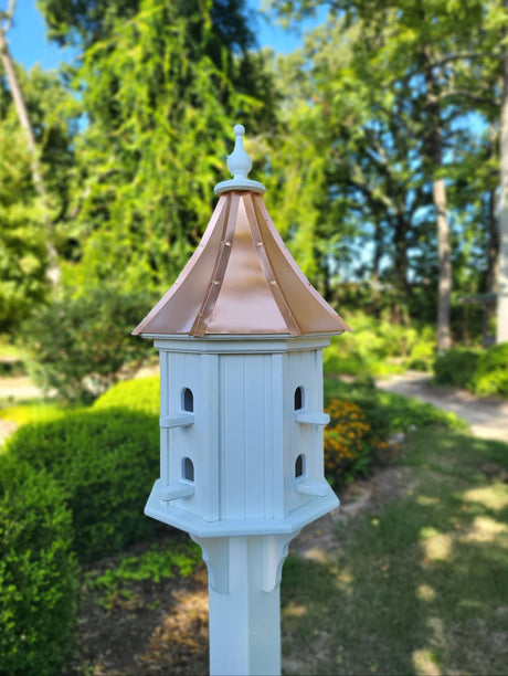 Birdhouse With Copper Roof Handmade, Octagon Shape, Extra Large With 8 Nesting Compartments, Weather Resistant Birdhouse Outdoor