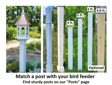 Poly Lumber Bird Feeder Amish Handmade Weather Resistant - Bird Lovers - Premium Feeding Tube -Post Mounted / Hanging Bird Feeders Outdoors