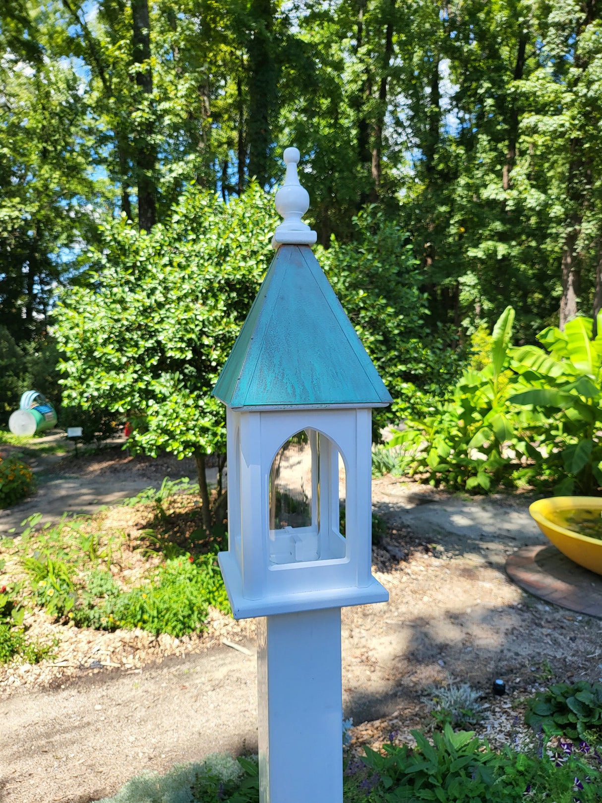 Bird Feeder Patina Copper Roof Handmade Vinyl PVC