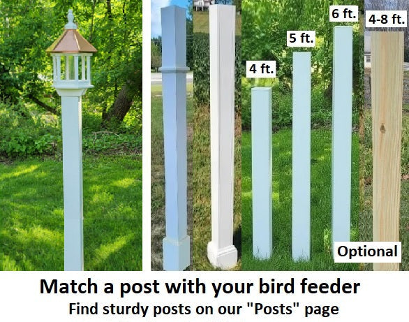 Amish Handmade Copper Roof Bird Feeder - Vinyl - Bird Lovers - Weather-Resistant - Poly