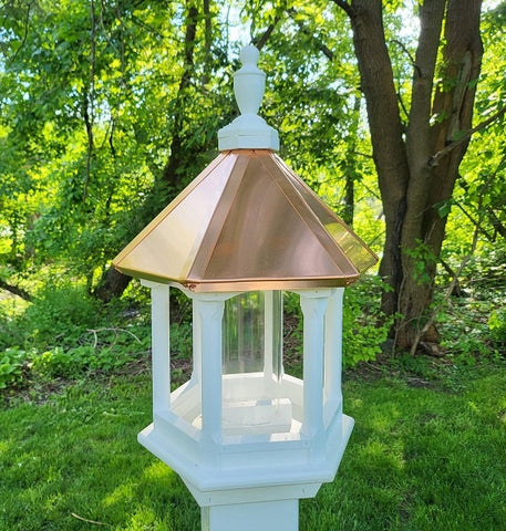 Amish Handmade Copper Roof Bird Feeder - Vinyl - Bird Lovers - Weather-Resistant - Poly