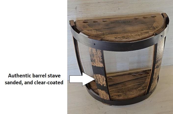 Whiskey Barrel Cue Rack - Bourbon - Billiards - Amish Handmade - Pool Cue Table - Pantry - Whiskey Barrel - Display - Vintage - Pool - Stave