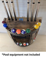 Whiskey Barrel Cue Rack - Bourbon - Billiards - Amish Handmade - Pool Cue Table - Pantry - Whiskey Barrel - Display - Vintage - Pool - Stave