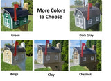 Dutch Barn Large Mailbox Amish Handmade, Choose Your Color, Amish Mailbox With Red Flag, Black Roof - Dutch Barn