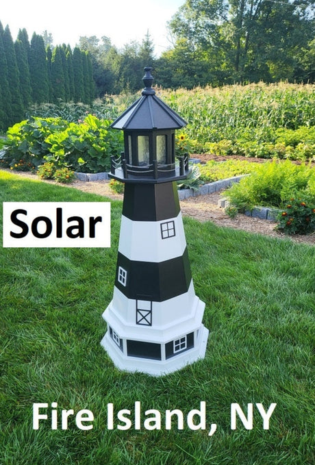 Fire Island Lighthouse - Solar - Amish Made - Landmark Replica - Backyard Decor