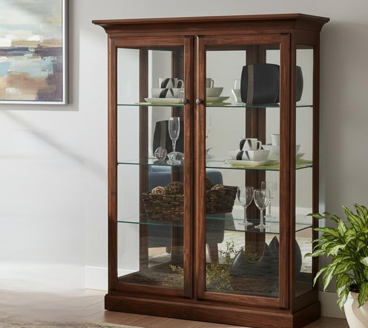 Amish Handmade Glass Display Cabinet - Tall Curio Cabinet - China Display - Glass Cabinet - Modern Home Decor - Multipurpose Cabinet -Rustic - Glass Cabinets