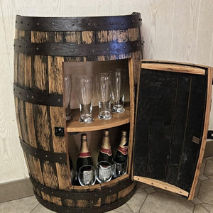 Half Whiskey Barrel Cabinet 
