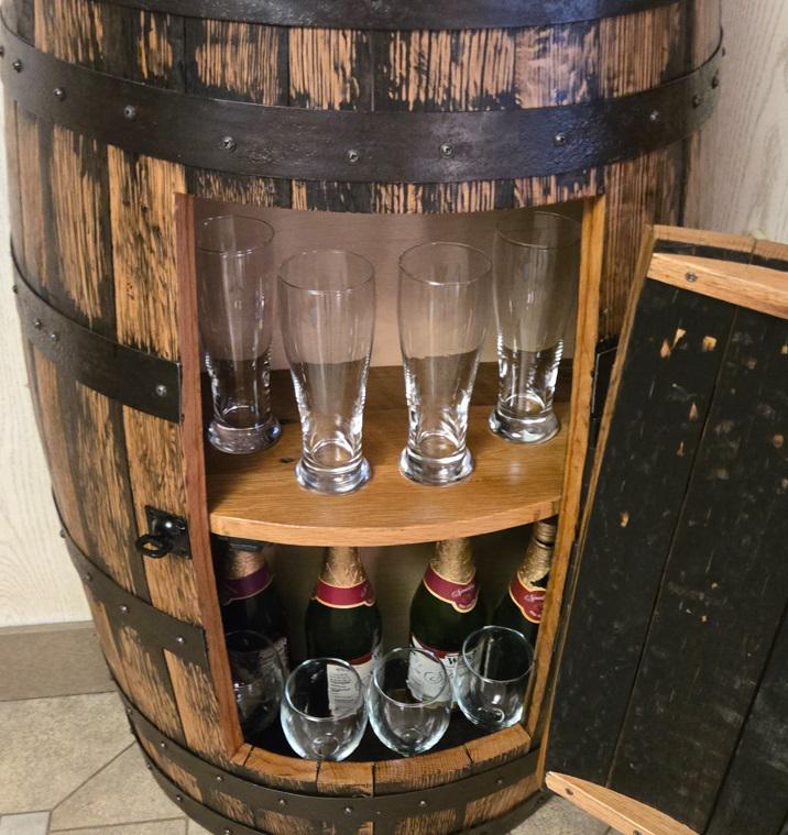 Half Whiskey Barrel Cabinet - Amish Handmade - Bourbon - Liquor Cabinet - Glass Holder - Wine Storage - Display - Whiskey Odor - Vintage