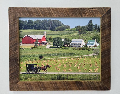 Canvas - Picture Frame - Wall Art - Wooden Frame - Framed Antique Print - Amish Handmade - Farmhouse Decor - Housewarming Gift -Choose Color