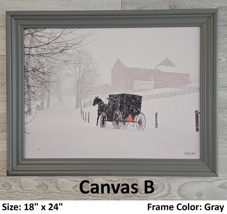 Canvas - Picture Frame - Wall Art - Wooden Frame - Framed Antique Print - Amish Handmade - Farmhouse Decor - Housewarming Gift -Choose Color