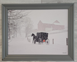 Canvas - Picture Frame - Wall Art - Wooden Frame - Framed Antique Print - Amish Handmade - Farmhouse Decor - Housewarming Gift -Choose Color
