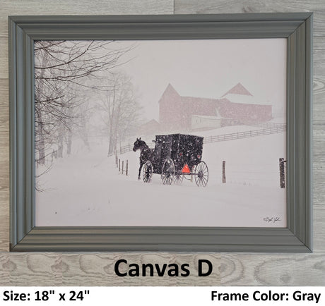 Canvas - Picture Frame - Wall Art - Wooden Frame - Framed Antique Print - Amish Handmade - Farmhouse Decor - Housewarming Gift -Choose Color