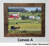 Canvas - Picture Frame - Wall Art - Wooden Frame - Framed Antique Print - Amish Handmade - Farmhouse Decor - Housewarming Gift -Choose Color