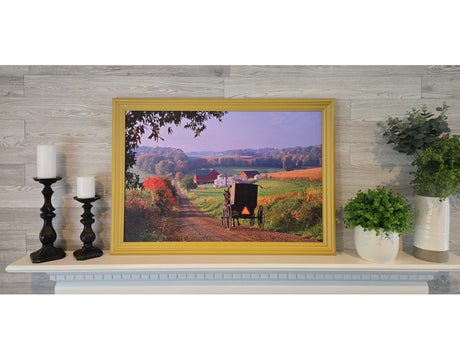 Canvas - Picture Frame - Wall Art - Wooden Frame - Framed Antique Print - Amish Handmade - Farmhouse Decor - Housewarming Gift -Choose Color
