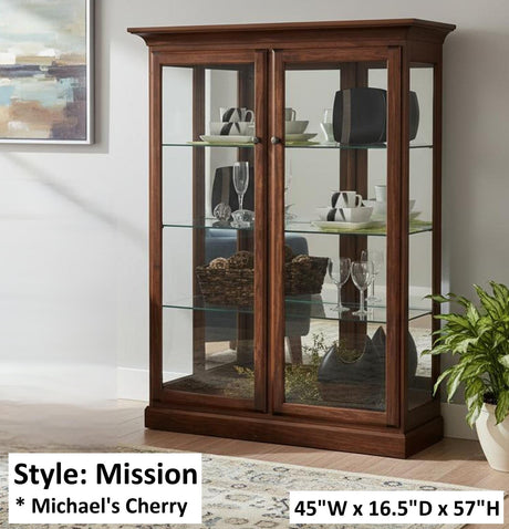 Amish Handmade Glass Cabinet - Display Cabinet - Tall Curio - China Display -Modern Home Decor - Multipurpose Cabinet - Rustic