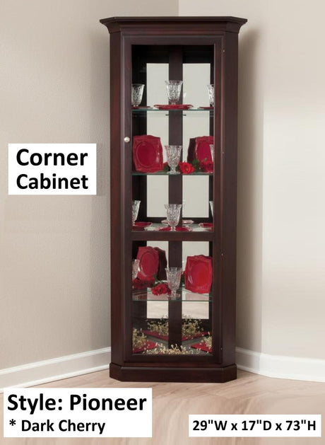Amish Handmade Glass Cabinet - Display Cabinet - Tall Curio - China Display -Modern Home Decor - Multipurpose Cabinet - Rustic