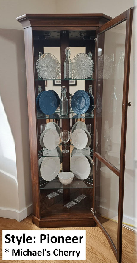 Amish Handmade Glass Cabinet - Display Cabinet - Tall Curio - China Display -Modern Home Decor - Multipurpose Cabinet - Rustic